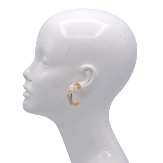 Gold & Glitter Textured Hoop Earrings 1.5"#SQMDD1017-32G(LE6)