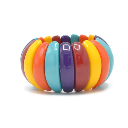 MULTI COLOR RESIN BEADS STRETCH BRACELET#FWNK-1907-20-A (AE7)