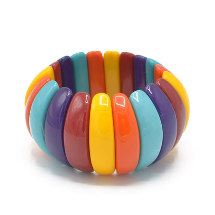 MULTI COLOR RESIN BEADS STRETCH BRACELET#FWNK-1907-20-A (AE7)