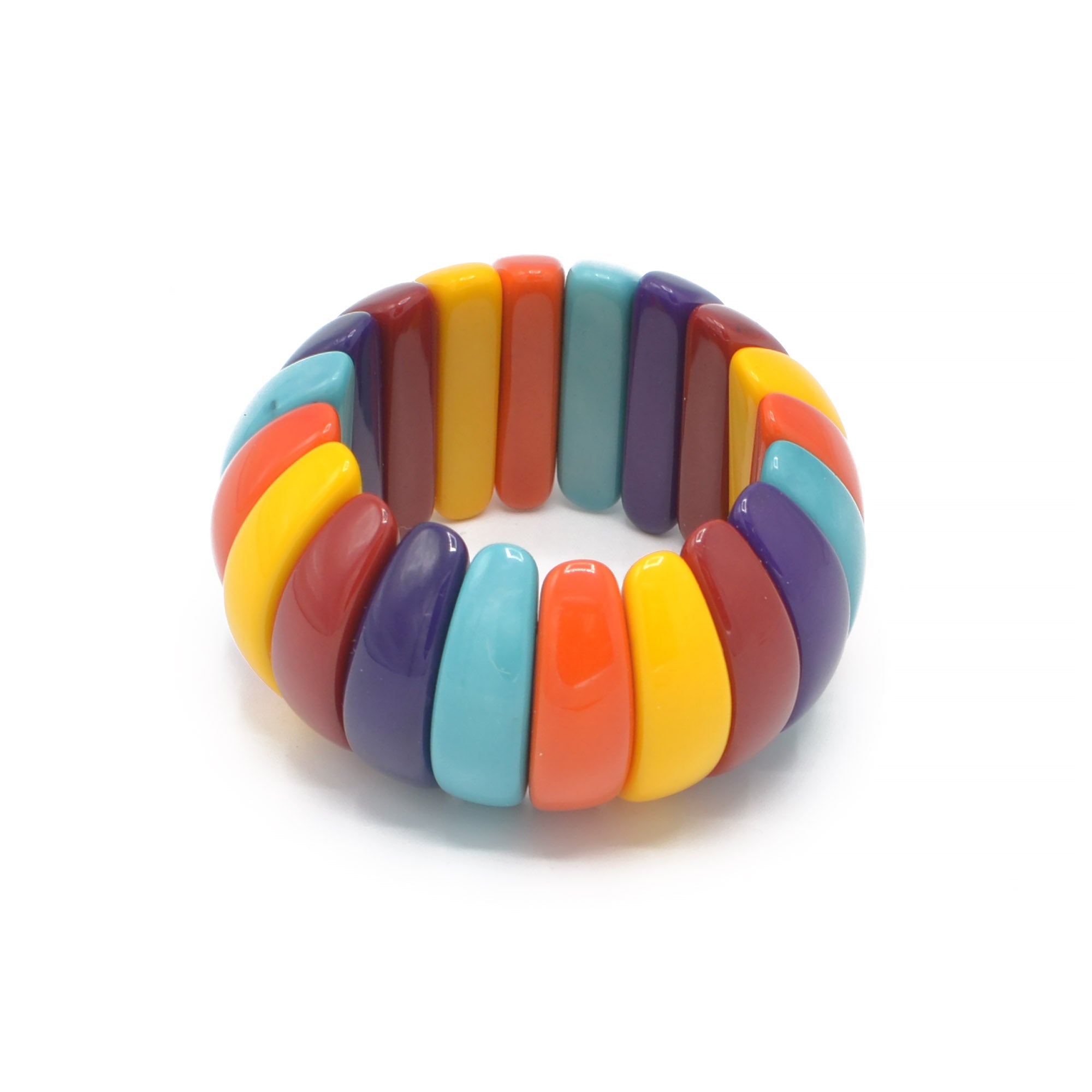 MULTI COLOR RESIN BEADS STRETCH BRACELET#FWNK-1907-20-A (AE7)