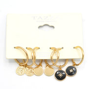 GOLD AND BLACK 3 PAIR EARRINGS SET#SQGN112910GB (SF7)