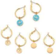 GOLD AND TURQUOISE 3 PAIR EARRINGS SET SQGN112910GT