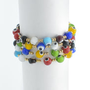MULTICOLOR EVIL EYE STRTCH BRACELET SET # SQ321-110090