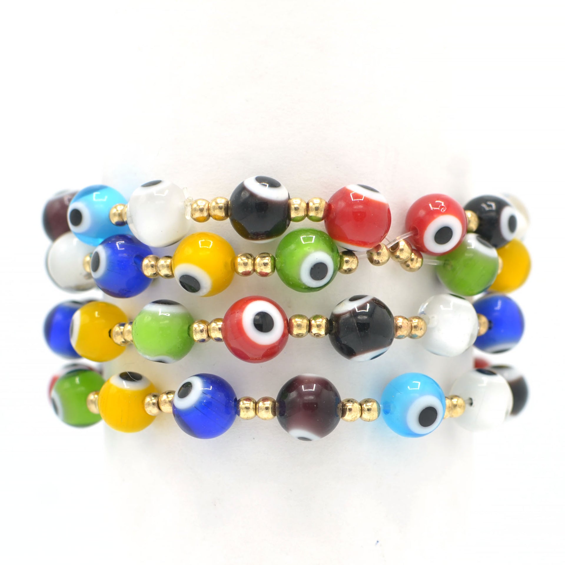 MULTICOLOR EVIL EYE STRTCH BRACELET SET # SQ321-110090
