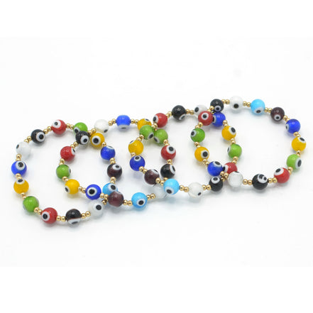 MULTICOLOR EVIL EYE STRTCH BRACELET SET # SQ321-110090