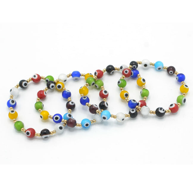 MULTICOLOR EVIL EYE STRTCH BRACELET SET # SQ321-110090