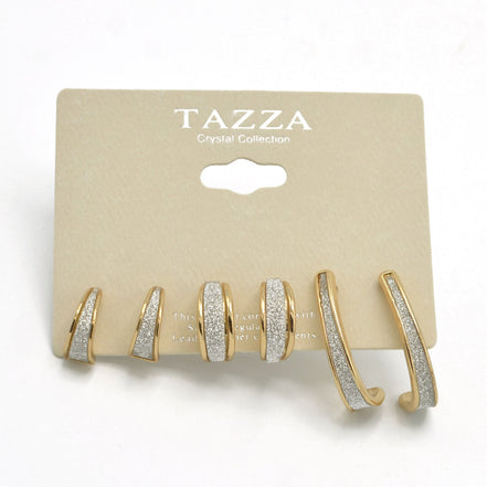 GOLD SET OF 3 GLITTER POST EARRINGS #SQGN1031-0009(GE1/GD1)