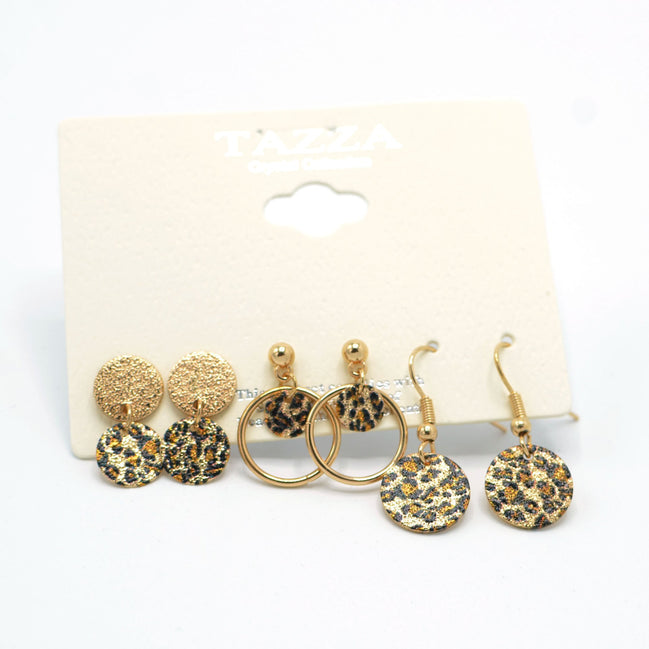 GOLD 3 PAIR EARRINGS SET#SQGN1031-0010 (NF5)