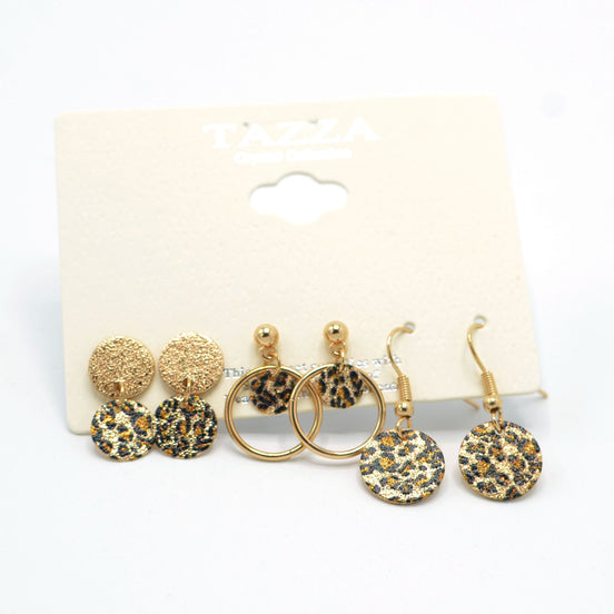 GOLD 3 PAIR EARRINGS SET#SQGN1031-0010 (NF5)