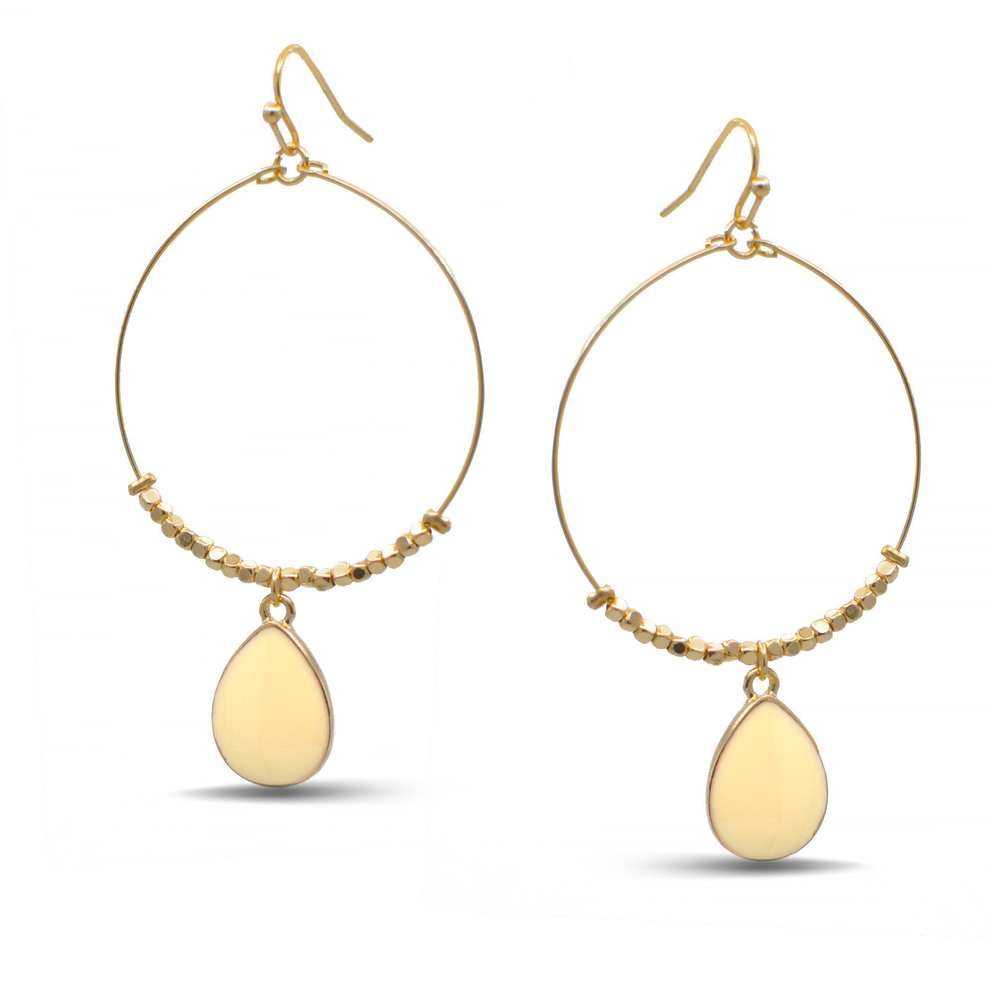 GOLD CREAM TEARDROP EARRINGS # SQXL102803CR (RG22)