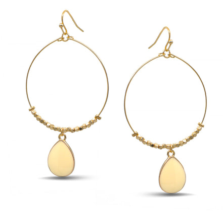 GOLD CREAM TEARDROP EARRINGS # SQXL102803CR (RG22)