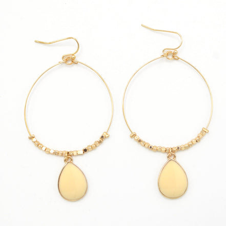 GOLD CREAM TEARDROP EARRINGS # SQXL102803CR (RG22)