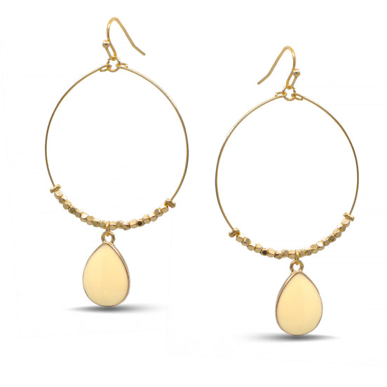GOLD CREAM TEARDROP EARRINGS # SQXL102803CR (RG22)