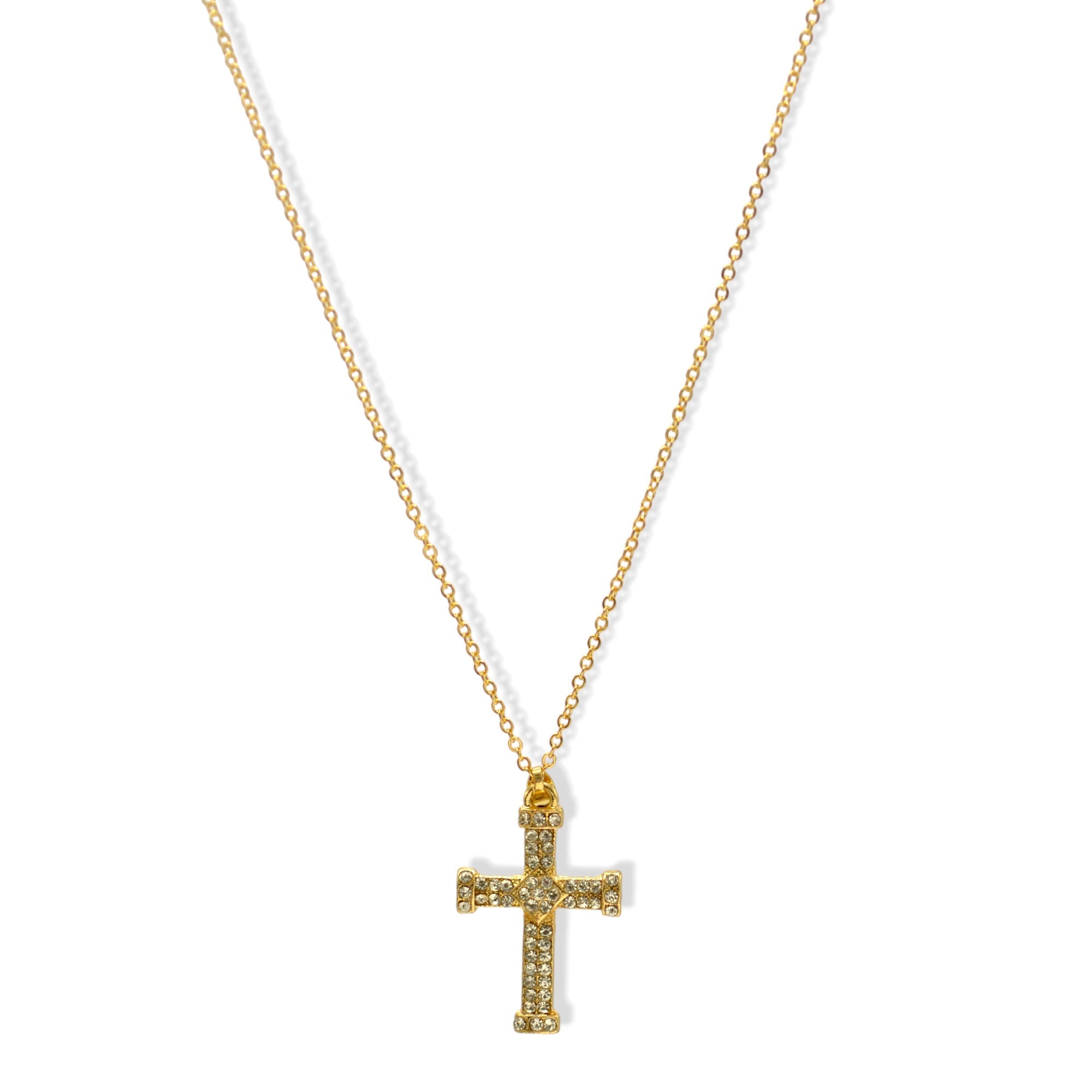 ✝️ Gold Crystal Cross Necklace (18