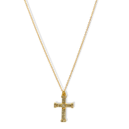 ✝️ Gold Crystal Cross Necklace (18" Chain, 1.5" Pendant)#SQXL191102G (RG22/MD10)