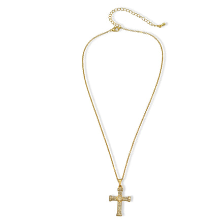 ✝️ Gold Crystal Cross Necklace (18" Chain, 1.5" Pendant)#SQXL191102G (RG22/MD10)