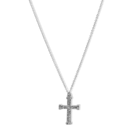 ✝️ Rhodium Crystal Cross Necklace (18" Chain, 1.5" Pendant)#SQXL191102RH (RG22/MD10)