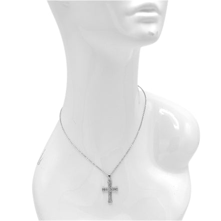 ✝️ Rhodium Crystal Cross Necklace (18" Chain, 1.5" Pendant)#SQXL191102RH (RG22/MD10)