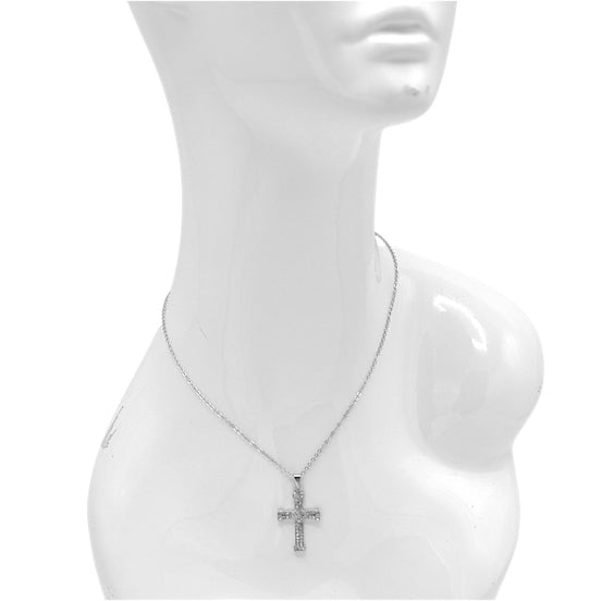 ✝️ Rhodium Crystal Cross Necklace (18" Chain, 1.5" Pendant)#SQXL191102RH (RG22/MD10)