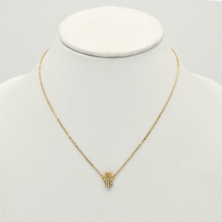 GOLD PINEAPPLE CRYSTAL RHINESTONES SHORT PENDANT NECKLACE #SQXL191104G (LD25)