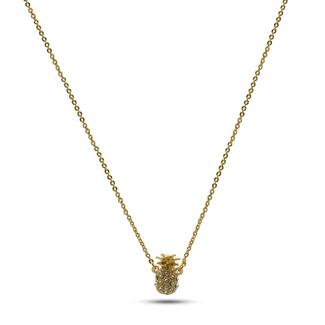 GOLD PINEAPPLE CRYSTAL RHINESTONES SHORT PENDANT NECKLACE #SQXL191104G (LD25)