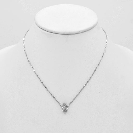 SILVER PINEAPPLE CRYSTAL SHORT PENDANT NECKLACE #SQXL191104S (LD25)