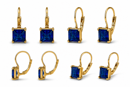 Gold Tone Blue Square  Leverback Earrings for Women – 0.8" Dangle Earrings | Elegant Fashion Jewelry#SQ787-E7715-1GBL