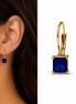 Gold Tone Blue Square  Leverback Earrings for Women – 0.8" Dangle Earrings | Elegant Fashion Jewelry#SQ787-E7715-1GBL