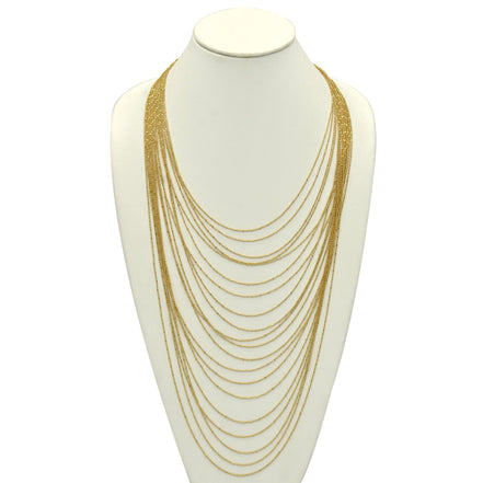 Gold tone metal Multi row Necklace #SQGN1106-4G (LF20/SC8)