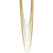 Gold tone metal Multi row Necklace #SQGN1106-4G (LF20/SC8)