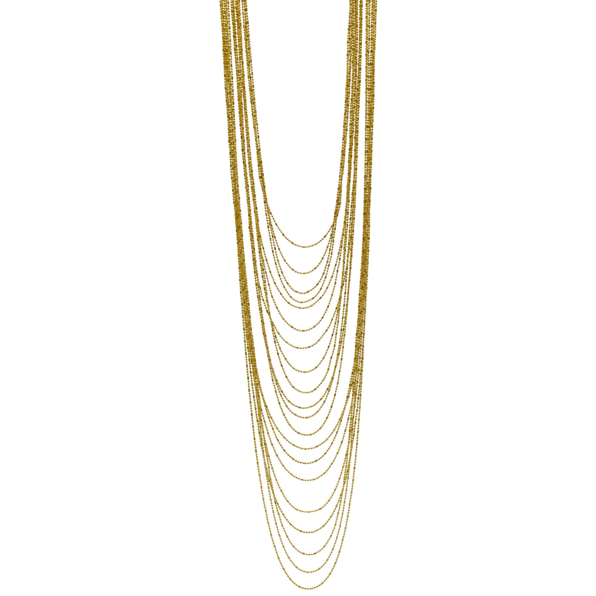 Gold tone metal Multi row Necklace #SQGN1106-4G (LF20/SC8)