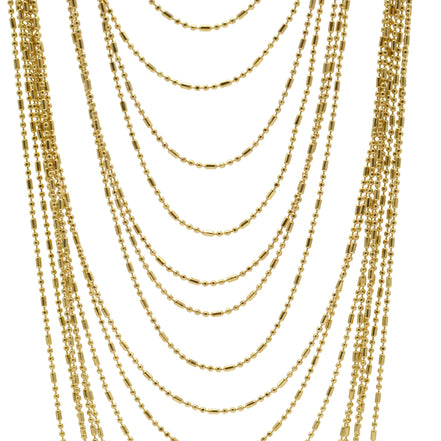 Gold tone metal Multi row Necklace #SQGN1106-4G (LF20/SC8)