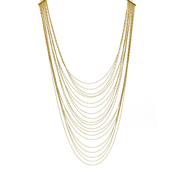 Gold tone metal Multi row Necklace #SQGN1106-4G (LF20/SC8)