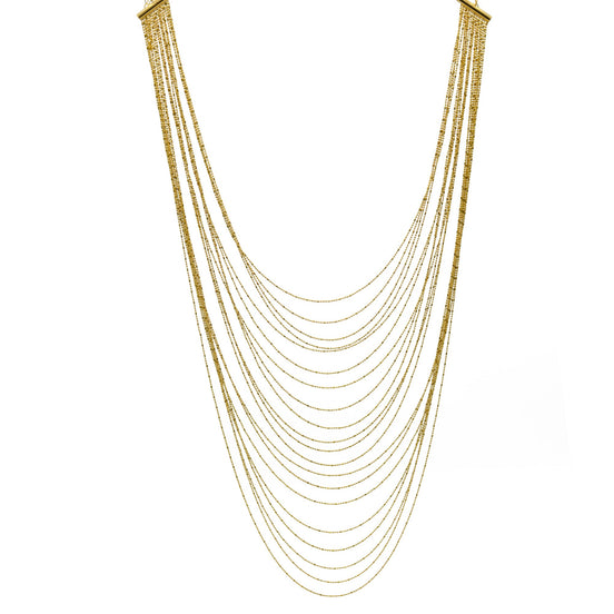 Gold tone metal Multi row Necklace #SQGN1106-4G (LF20/SC8)