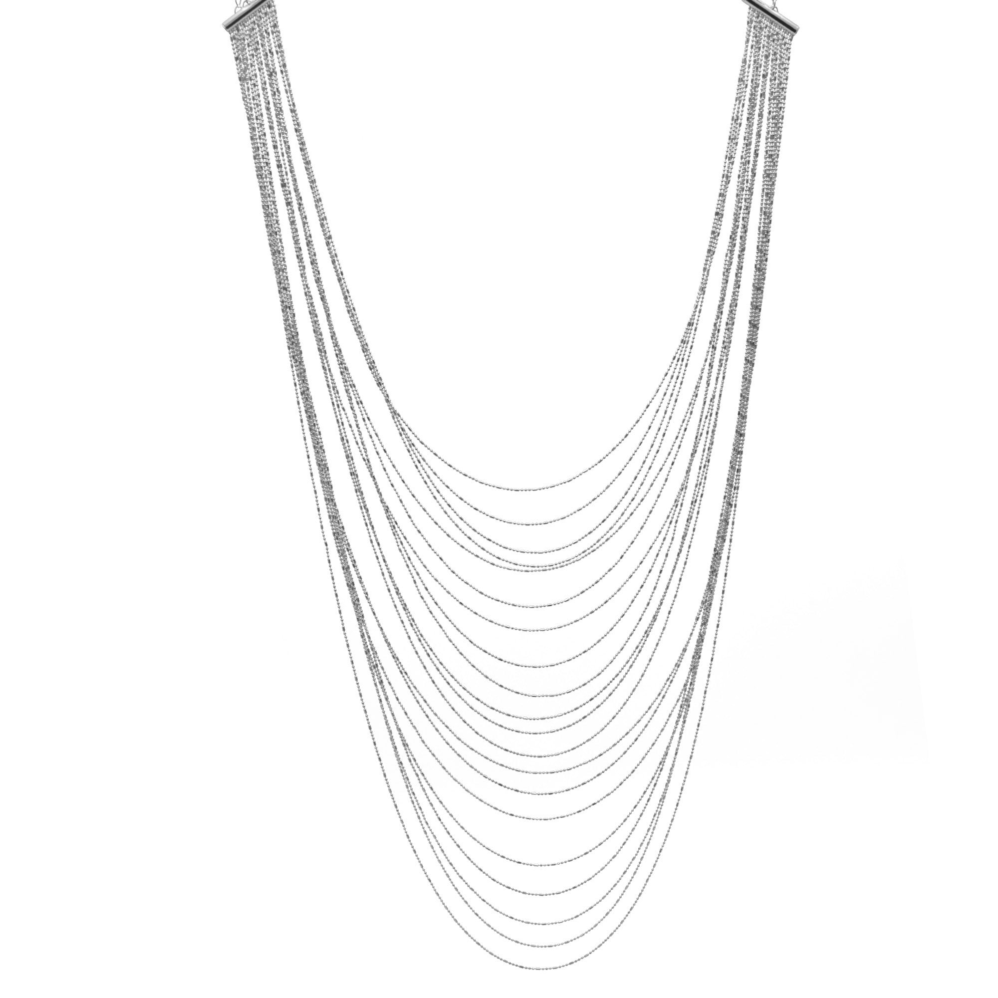 Rhodium tone metal Multi row Necklace #SQGN1106-4R (LG20-LH20)