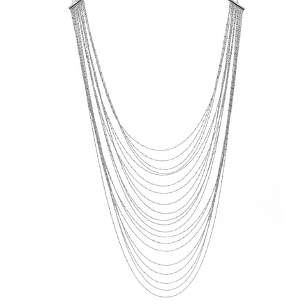 Rhodium tone metal Multi row Necklace #SQGN1106-4R (LG20-LH20)