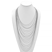 Rhodium tone metal Multi row Necklace #SQGN1106-4R (LG20-LH20)