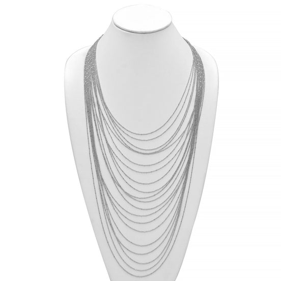 Rhodium tone metal Multi row Necklace #SQGN1106-4R (LG20-LH20)