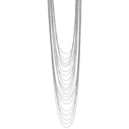 Rhodium tone metal Multi row Necklace #SQGN1106-4R (LG20-LH20)