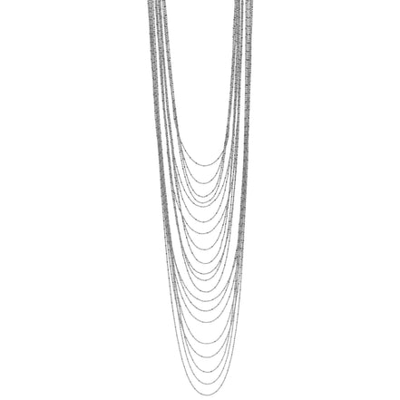 Rhodium tone metal Multi row Necklace #SQGN1106-4R (LG20-LH20)