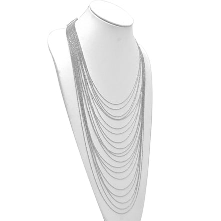 Rhodium tone metal Multi row Necklace #SQGN1106-4R (LG20-LH20)