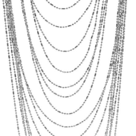 Rhodium tone metal Multi row Necklace #SQGN1106-4R (LG20-LH20)
