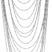 Rhodium tone metal Multi row Necklace #SQGN1106-4R (LG20-LH20)
