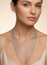 Rhodium tone metal Multi row Necklace #SQGN1106-4R (LG20-LH20)