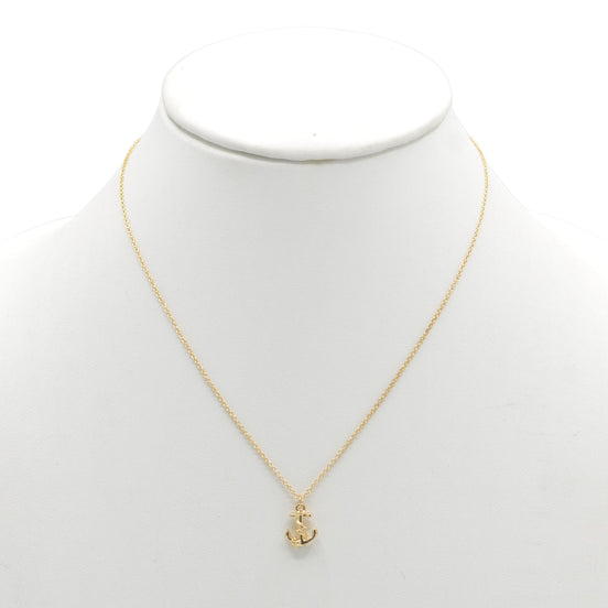GOLD ANCHOR PENDANT NECKLACE #SQXL102204G (BC9)