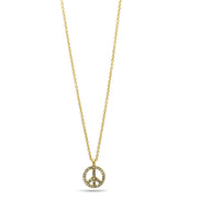 GOLD CRYSTAL PEACE SIGN PENDANT NECKLACE #SQXL102206G (BF11)