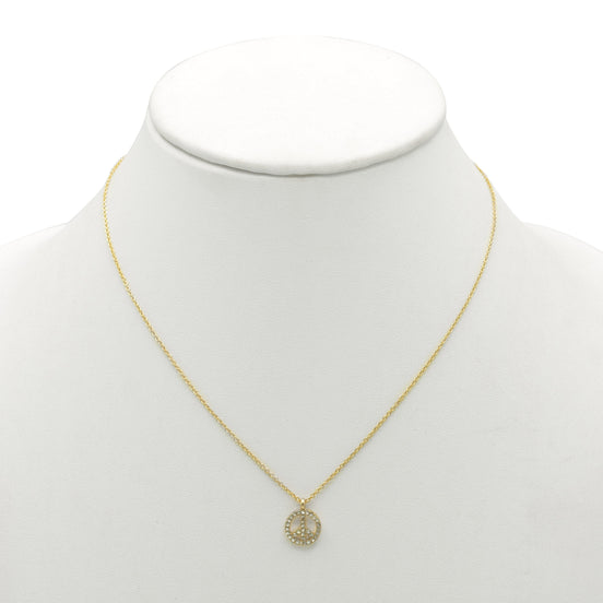 GOLD CRYSTAL PEACE SIGN PENDANT NECKLACE #SQXL102206G (BF11)