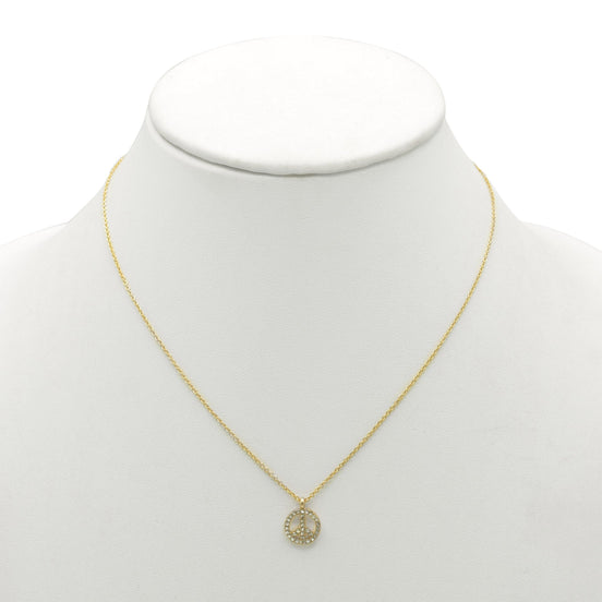 GOLD CRYSTAL PEACE SIGN PENDANT NECKLACE #SQXL102206G (BF11)