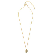 GOLD CRYSTAL PEACE SIGN PENDANT NECKLACE #SQXL102206G (BF11)