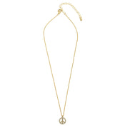 GOLD CRYSTAL PEACE SIGN PENDANT NECKLACE #SQXL102206G (BF11)